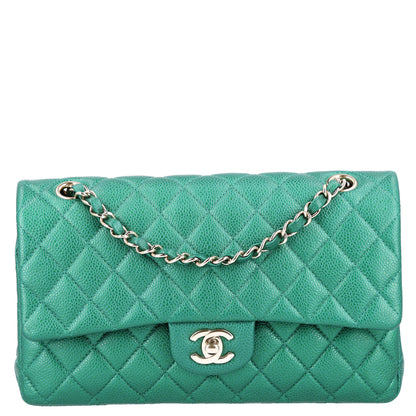 Chanel Metallic Caviar Quilted Medium Double Flap Green 1 of 11