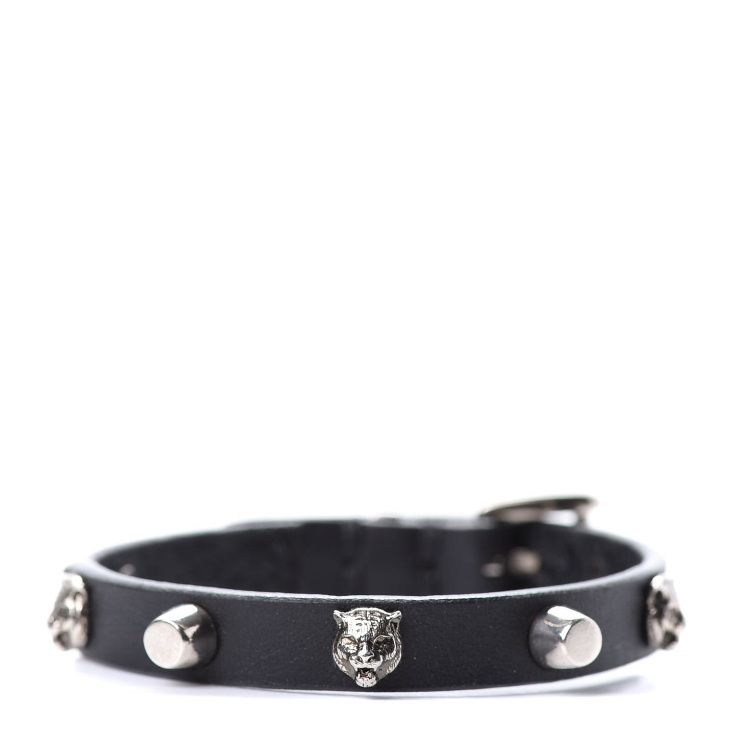 Calfskin Feline Heads Bracelet Black