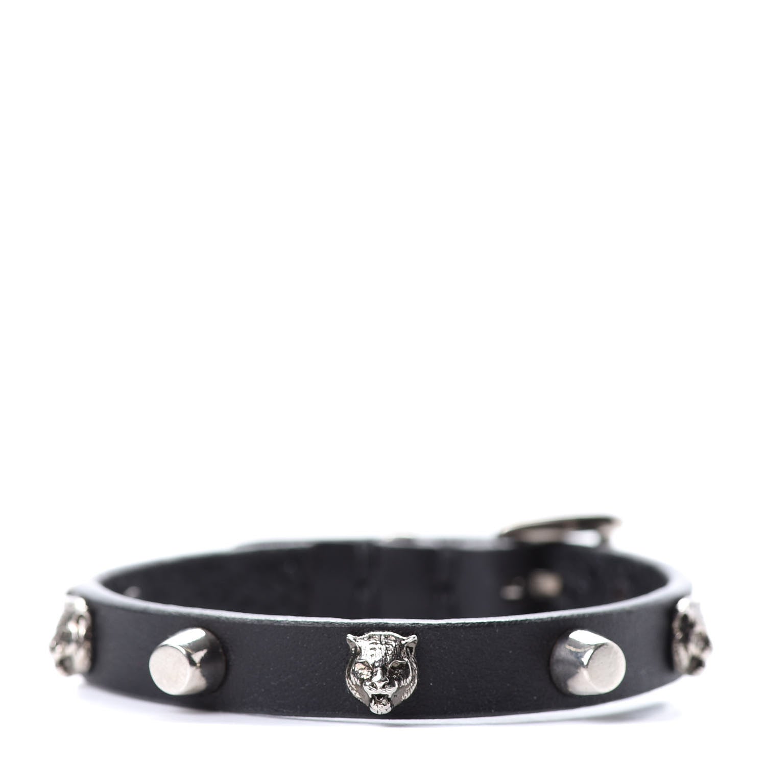 Gucci Calfskin Feline Heads Bracelet Black 1 of 5