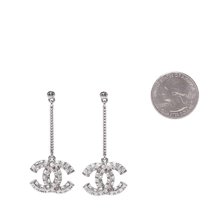 Chanel Baguette Crystal CC Drop Earrings Silver 2 of 4