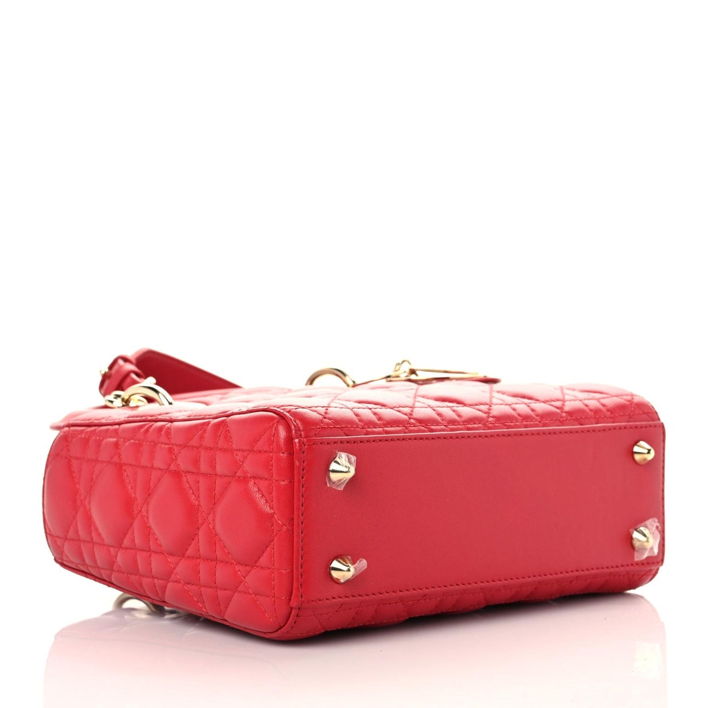 Lambskin Cannage Small Lucky Badges Lady Dior Red