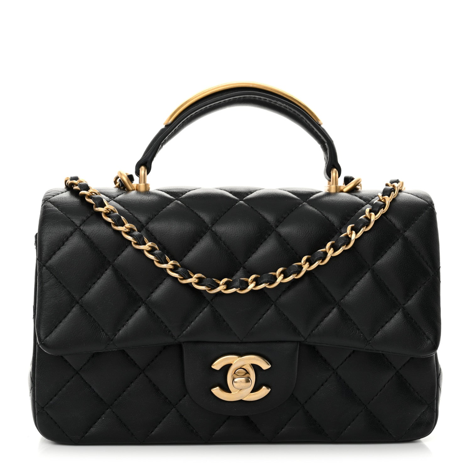 Chanel Lambskin Quilted Metal Mini Top Handle Rectangular Flap Black 1 of 12