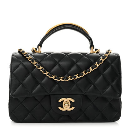 Chanel Lambskin Quilted Metal Mini Top Handle Rectangular Flap Black 1 of 12