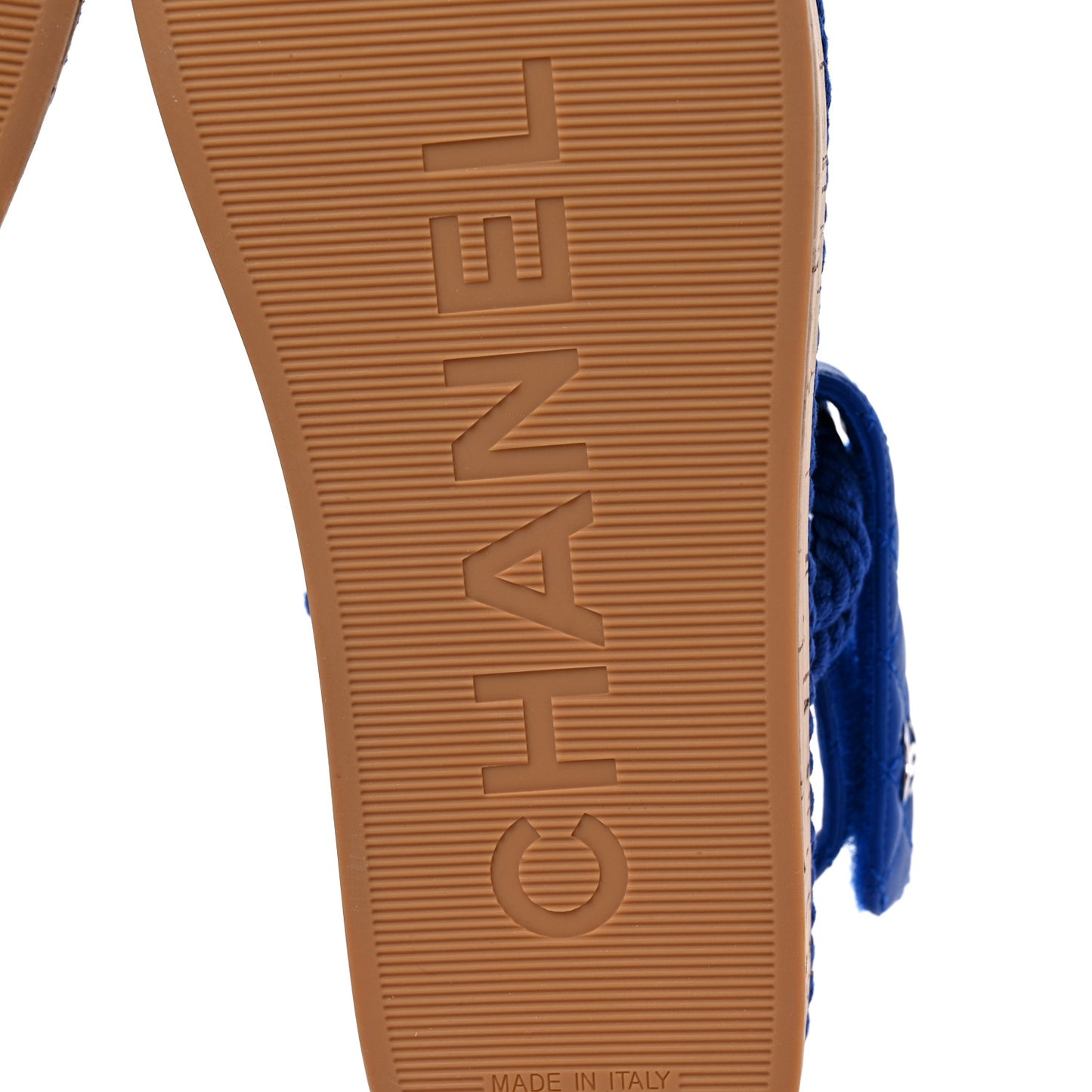 Cord Lambskin Quilted Logo Sandals 40 Blue