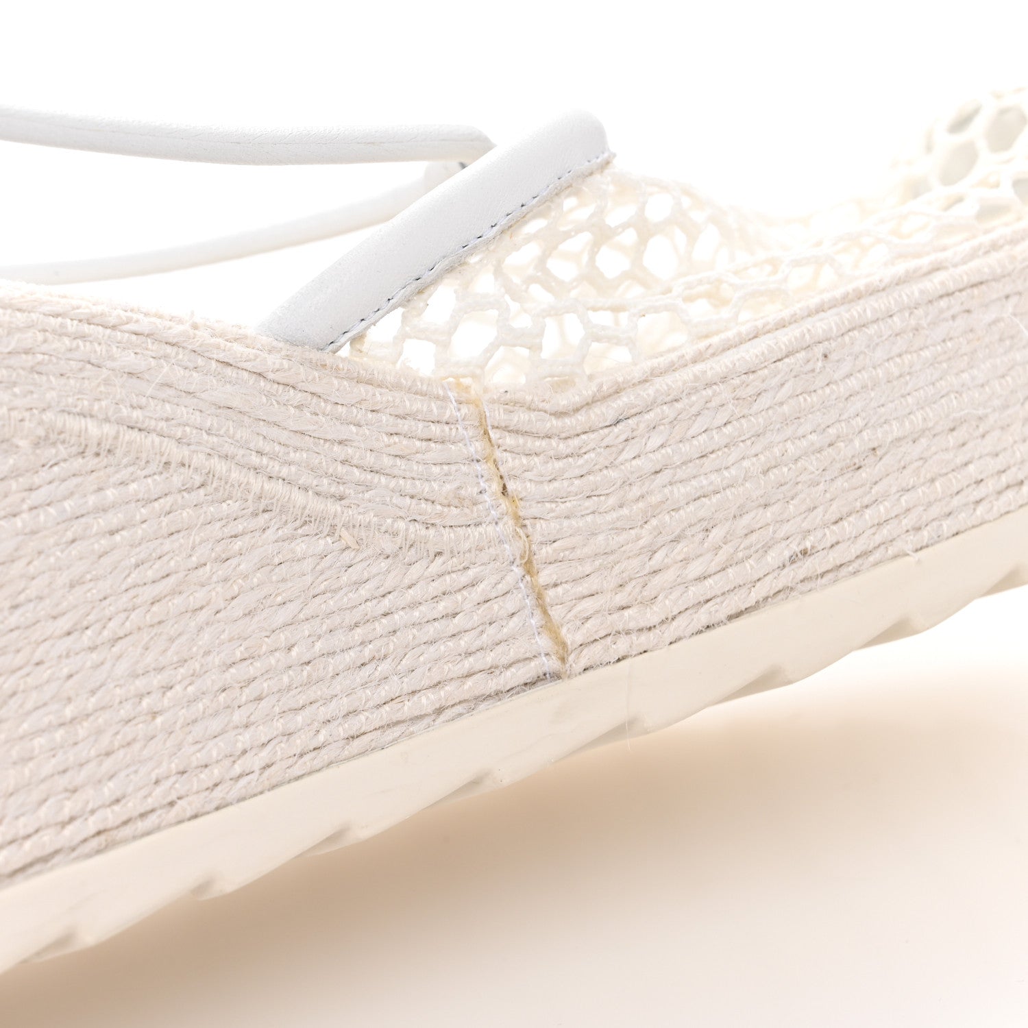 Bottega Veneta Mesh Lambskin Sporty Web Stretch Ankle Tie Espadrilles 37 Optic White 9 of 9