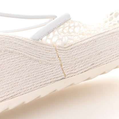 Bottega Veneta Mesh Lambskin Sporty Web Stretch Ankle Tie Espadrilles 37 Optic White 9 of 9