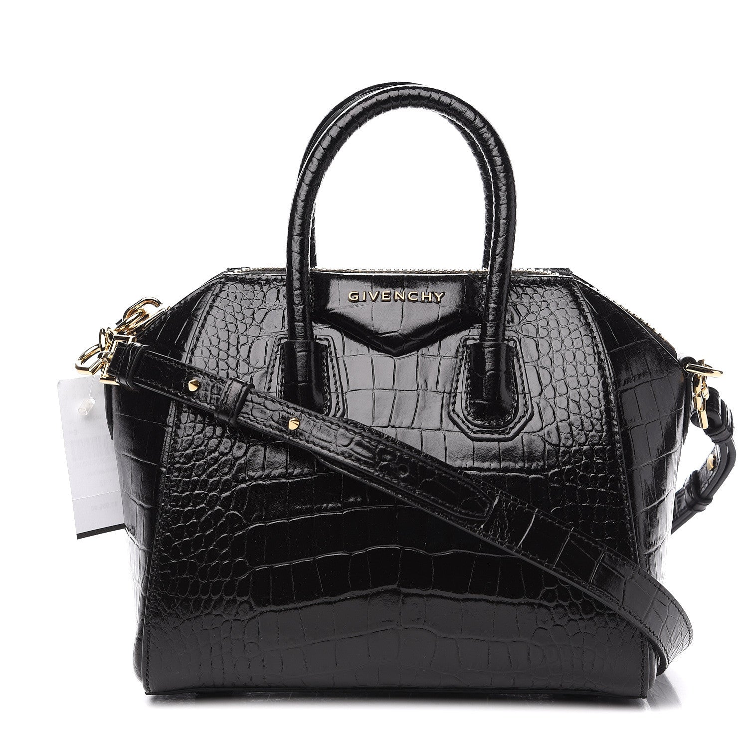 Givenchy Calfskin Crocodile Embossed Mini Antigona Black 1 of 9