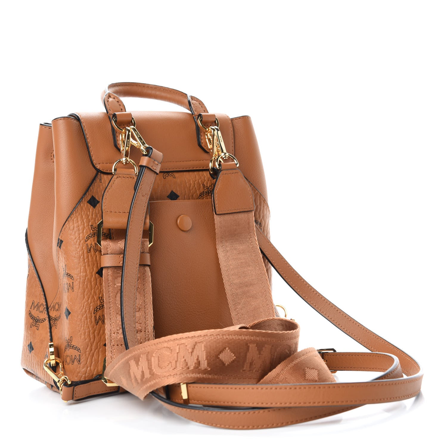 MCM Visetos Small Essential Backpack Cognac 5 of 13