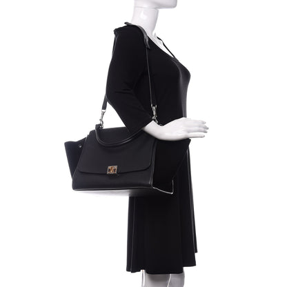 Celine Drummed Calfskin Suede Medium Trapeze Black 2 of 10