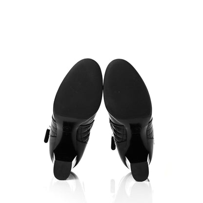 Chanel Lambskin Patent Calfskin Chain CC Short Boots 41 Black 5 of 8
