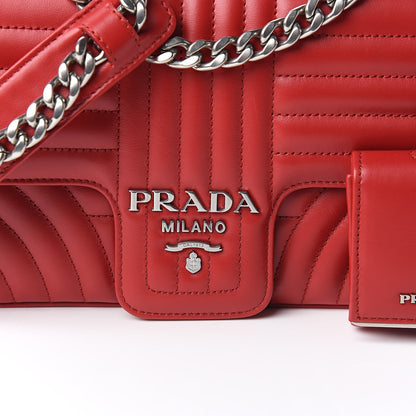 Prada Soft Calfskin Impunture Diagramme Medium Chain Flap Shoulder Bag Fuoco 9 of 9