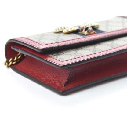 Gucci GG Supreme Monogram Web Queen Margaret Chain Wallet Red 6 of 10