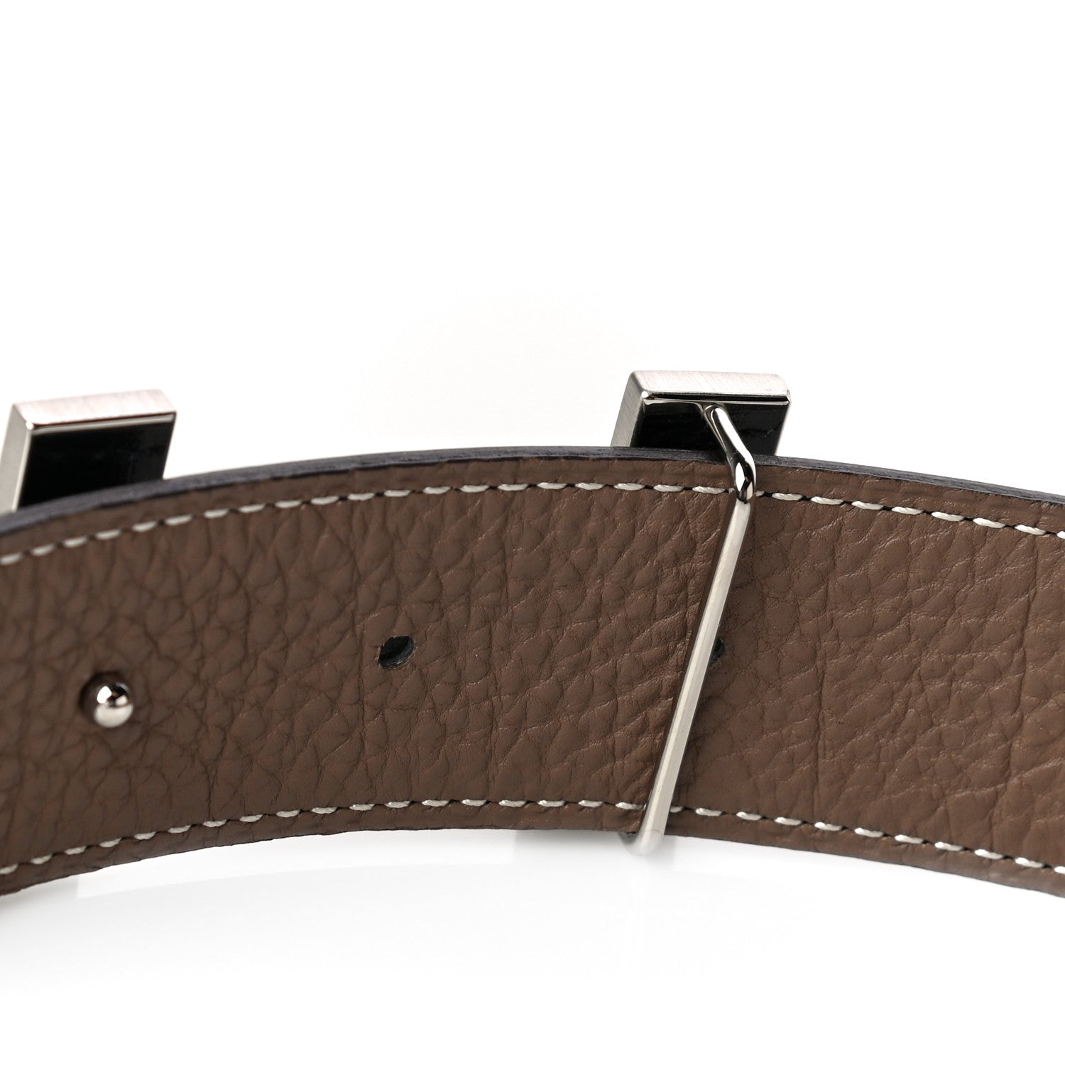 Hermes Box Togo 32mm Quizz H Belt 95 Black Etoupe 3 of 7