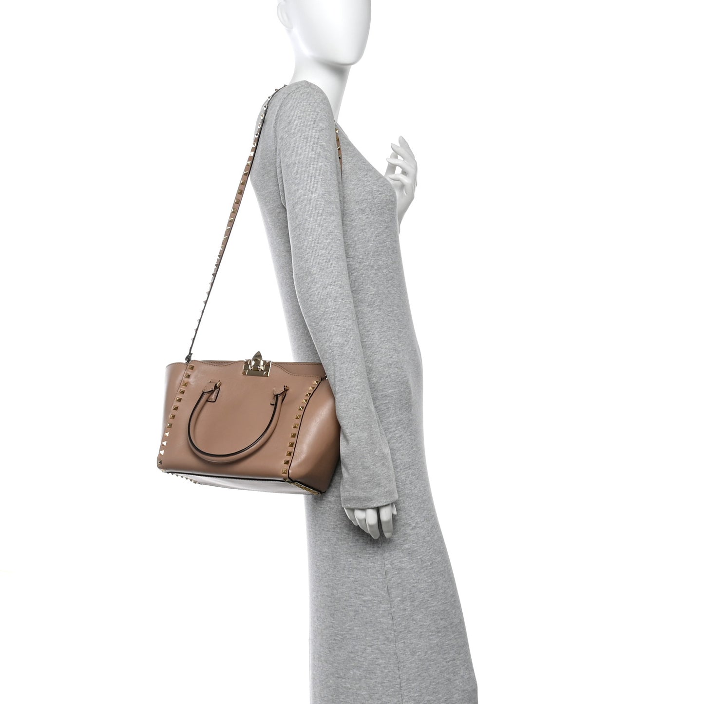 Vitello Small Rockstud Double Handle Tote Alpaca