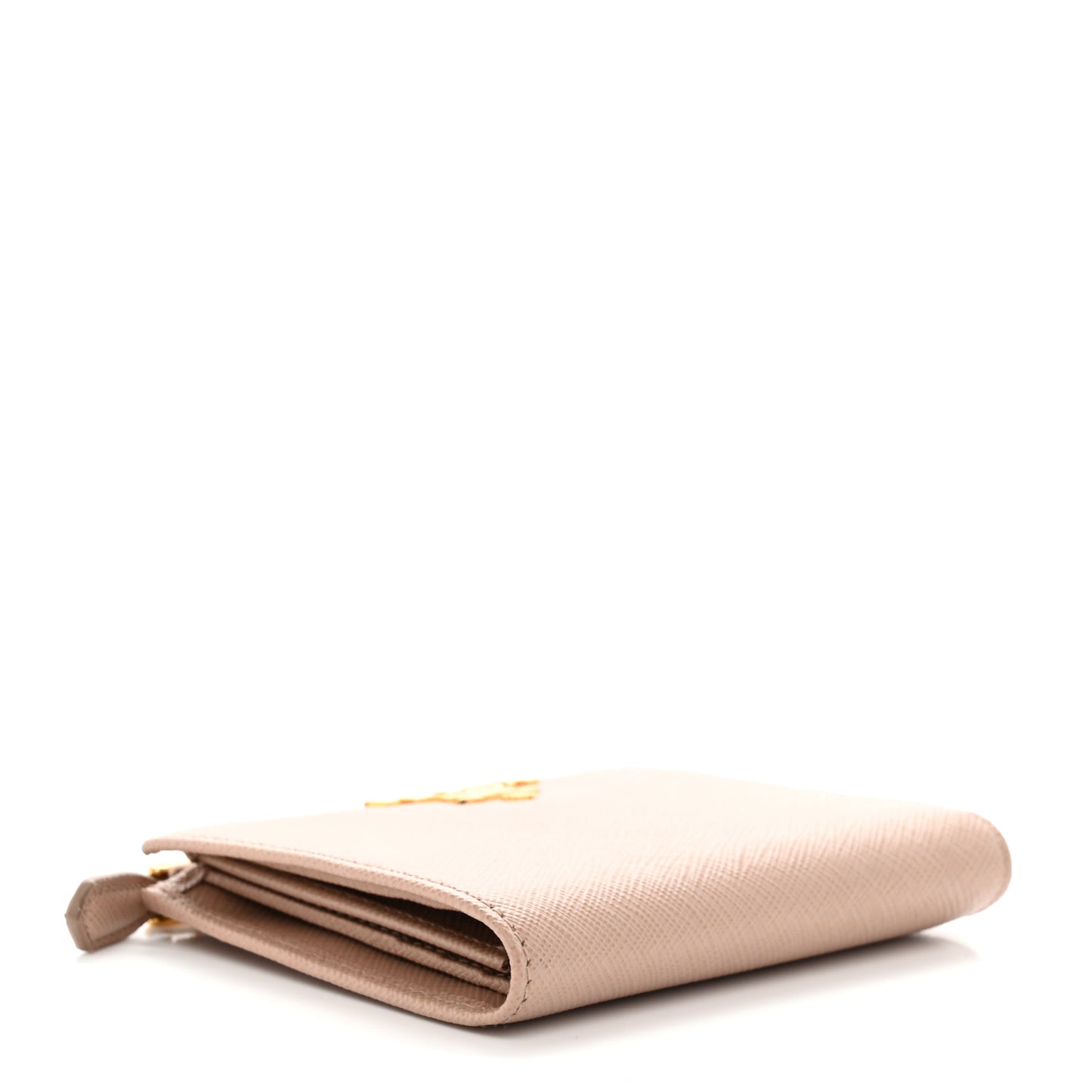 Saffiano Metal Bi-Fold Zip Wallet Cammeo