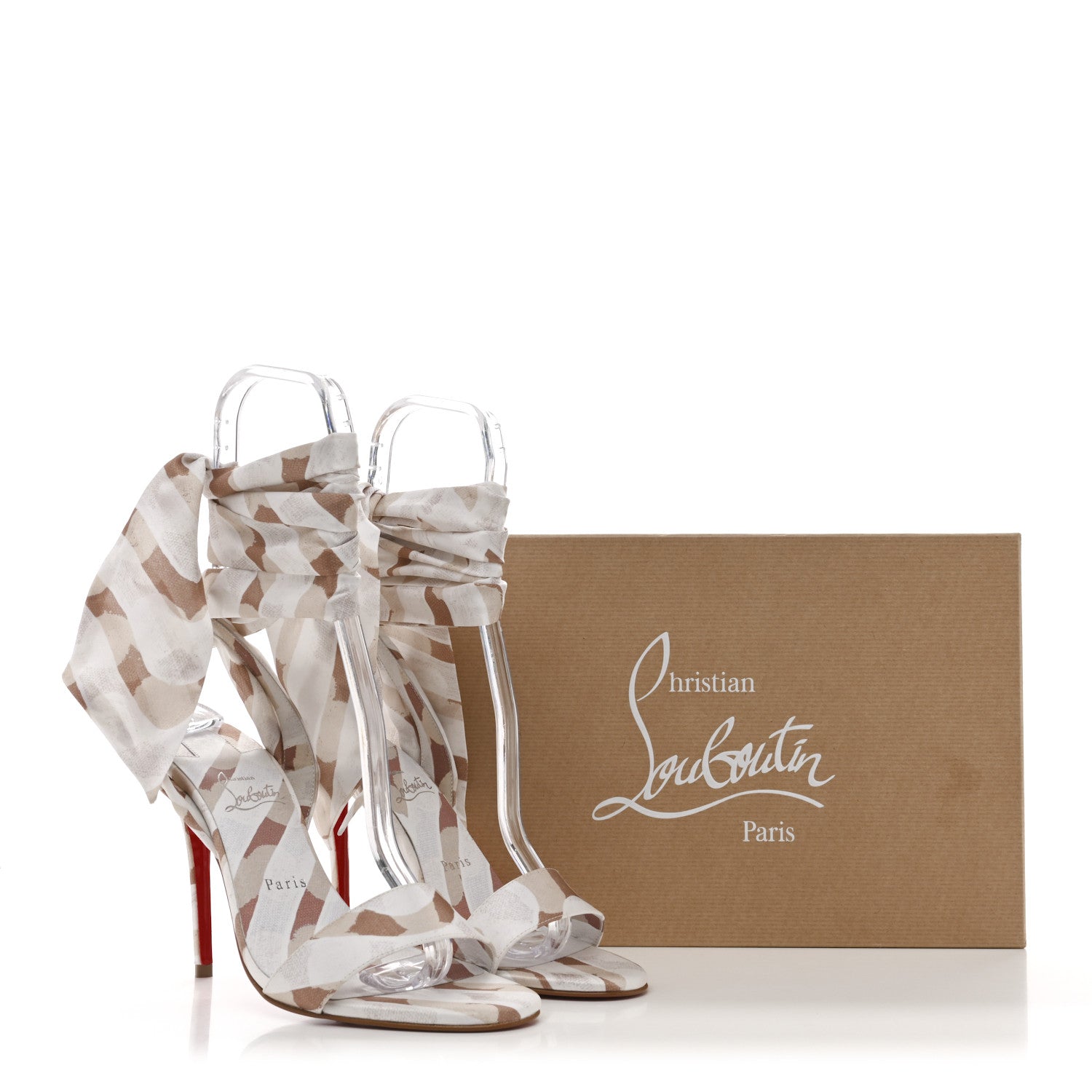 Christian Louboutin Satin Gaagal Miss Z Du Desert 100 Sandals 40 Multi Leche 9 of 9