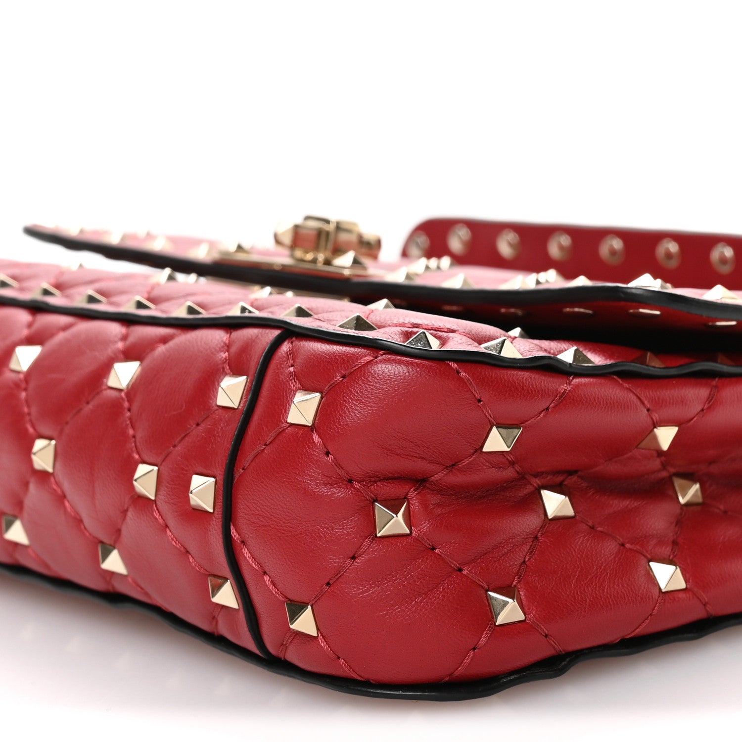 Valentino Garavani Lambskin Small Rockstud Spike Shoulder Bag Red 10 of 10