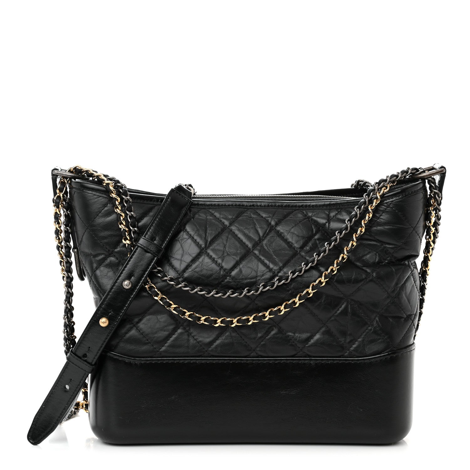 Chanel Aged Calfskin Quilted Medium Gabrielle Hobo Black 1 of 10