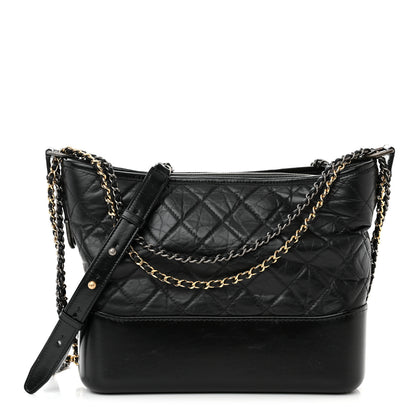 Chanel Aged Calfskin Quilted Medium Gabrielle Hobo Black 1 of 10