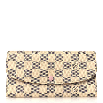 Louis Vuitton Damier Azur Emilie Wallet Rose Ballerine 1 of 8