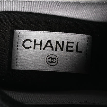 Chanel Mesh Suede Calfskin Grained Calfskin Womens CC Sneakers 39 White Black 7 of 8