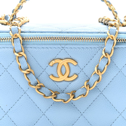 Chanel Shiny Caviar Quilted Pick Me Up Vanity Case Light Blue 9 of 12