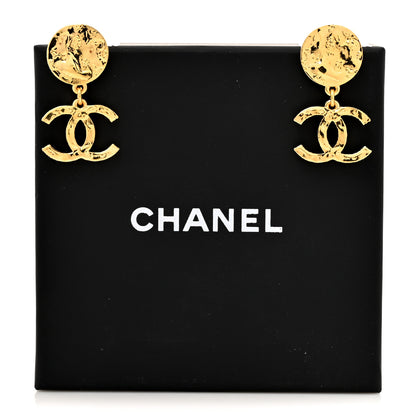 Chanel Metal Disc CC Drop Earrings Gold 5 of 5