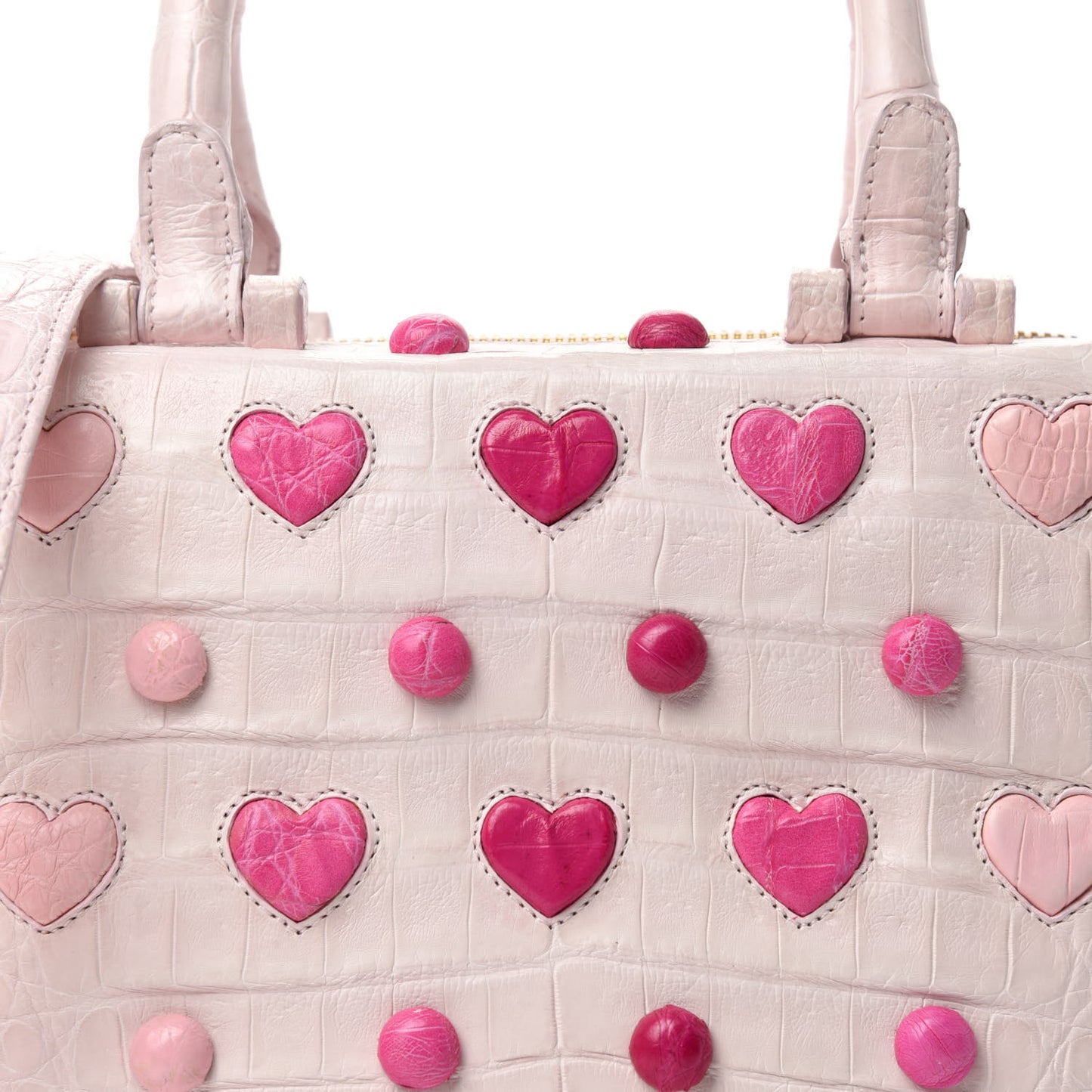 Crocodile Small Heart Cube Crossbody Bag Pink Multicolor