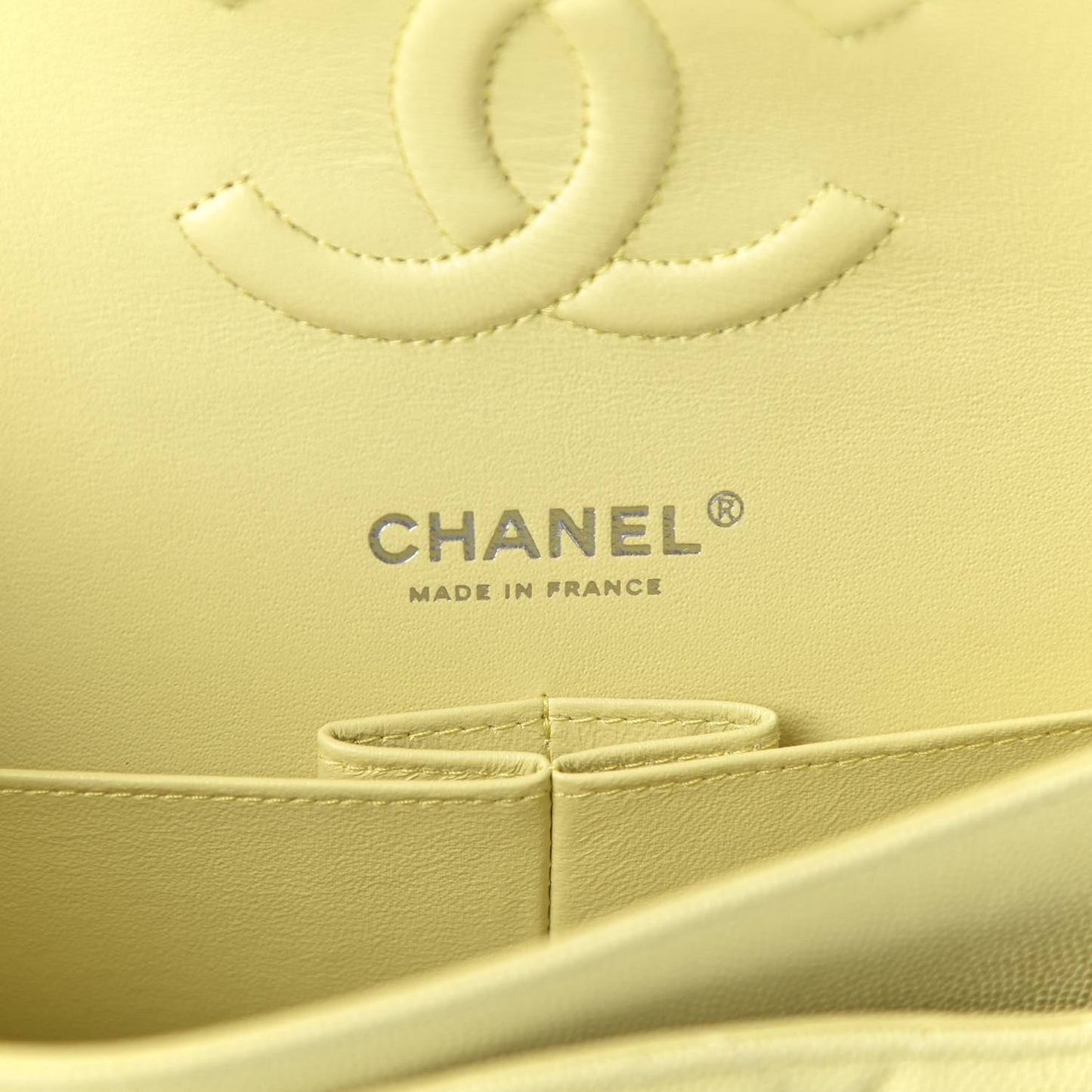 Caviar Quilted Medium Double Flap Light Yellow