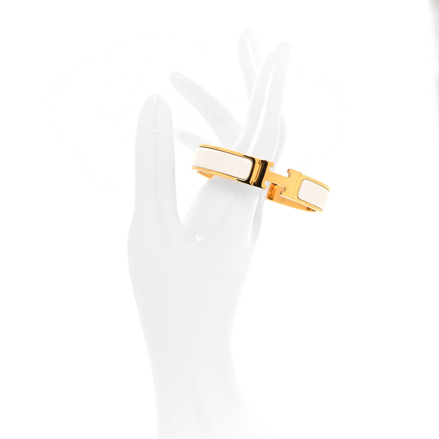 Hermes Enamel Narrow Clic Clac H Bracelet GM White 2 of 5