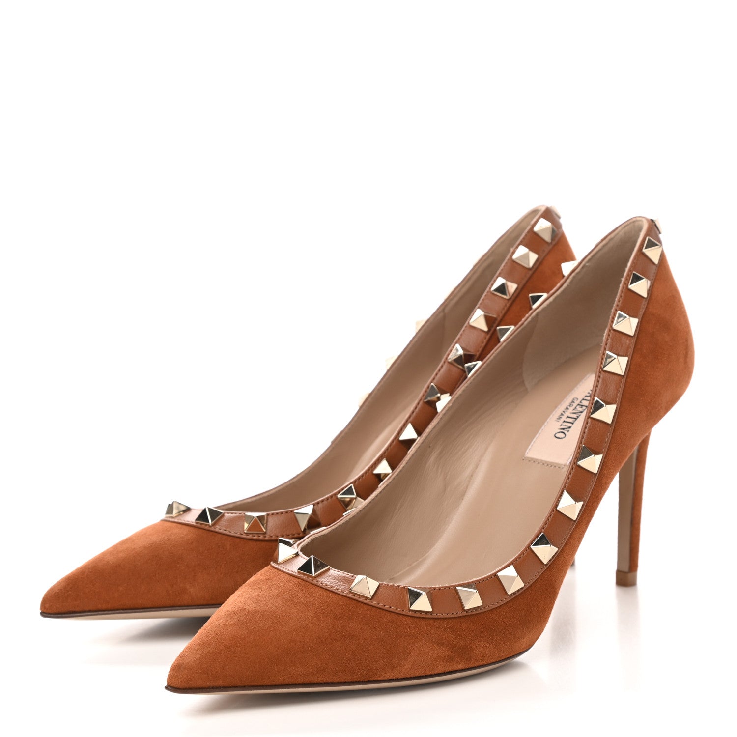 Valentino Garavani Suede Rockstud 85mm Pumps 36 Camel 3 of 10