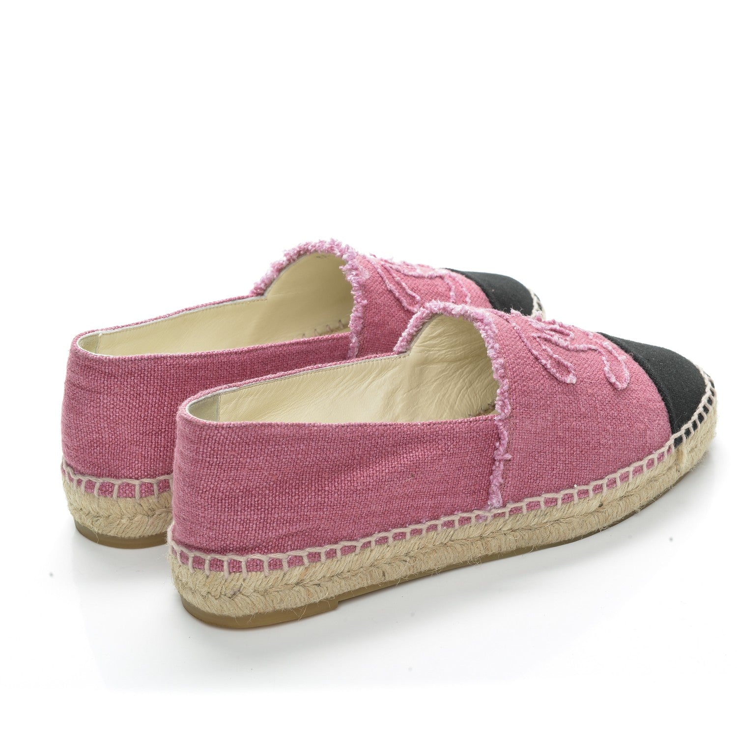Chanel Linen CC Espadrilles 38 Pink Black 4 of 8