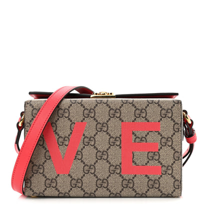 Gucci GG Supreme Monogram Moon Calfskin Love Valentines Day Padlock Case Beige Ebony New Geranium 1 of 10