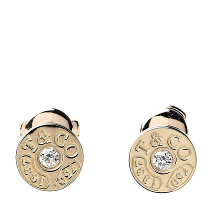 Tiffany 18K Yellow Gold Diamond 1837 Circle Earrings 1 of 4