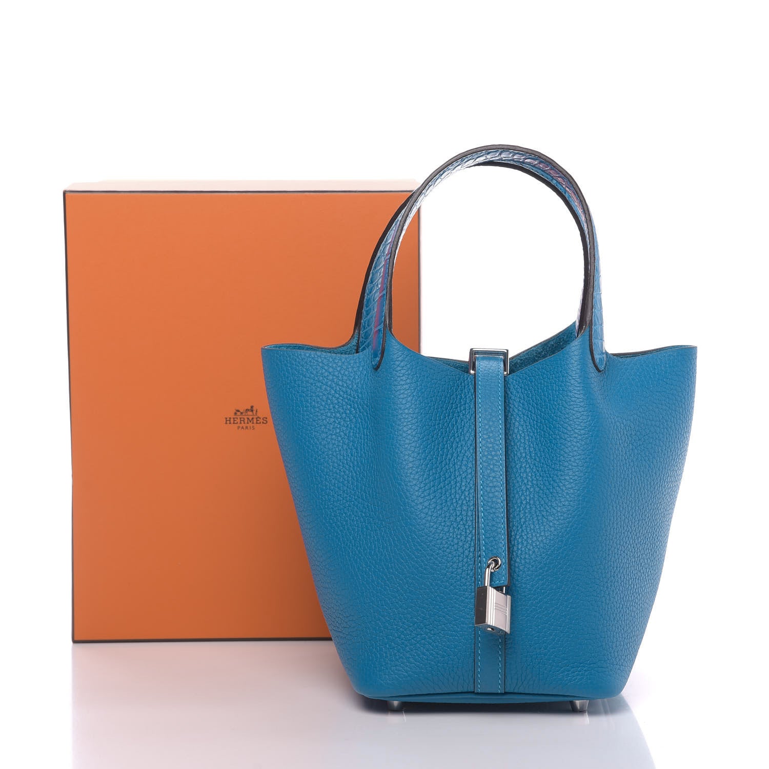 Hermes Taurillon Clemence Matte Alligator Picotin Lock Touch 18 PM Mykonos 13 of 13
