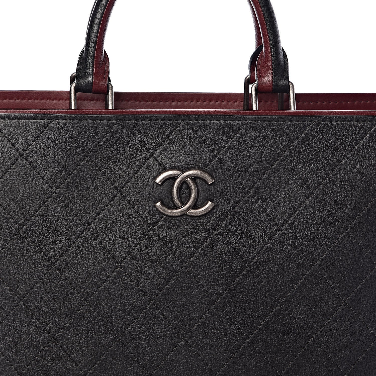 Chanel Bullskin Stitched Bi-Color Large Shopping Tote Black 10 of 10