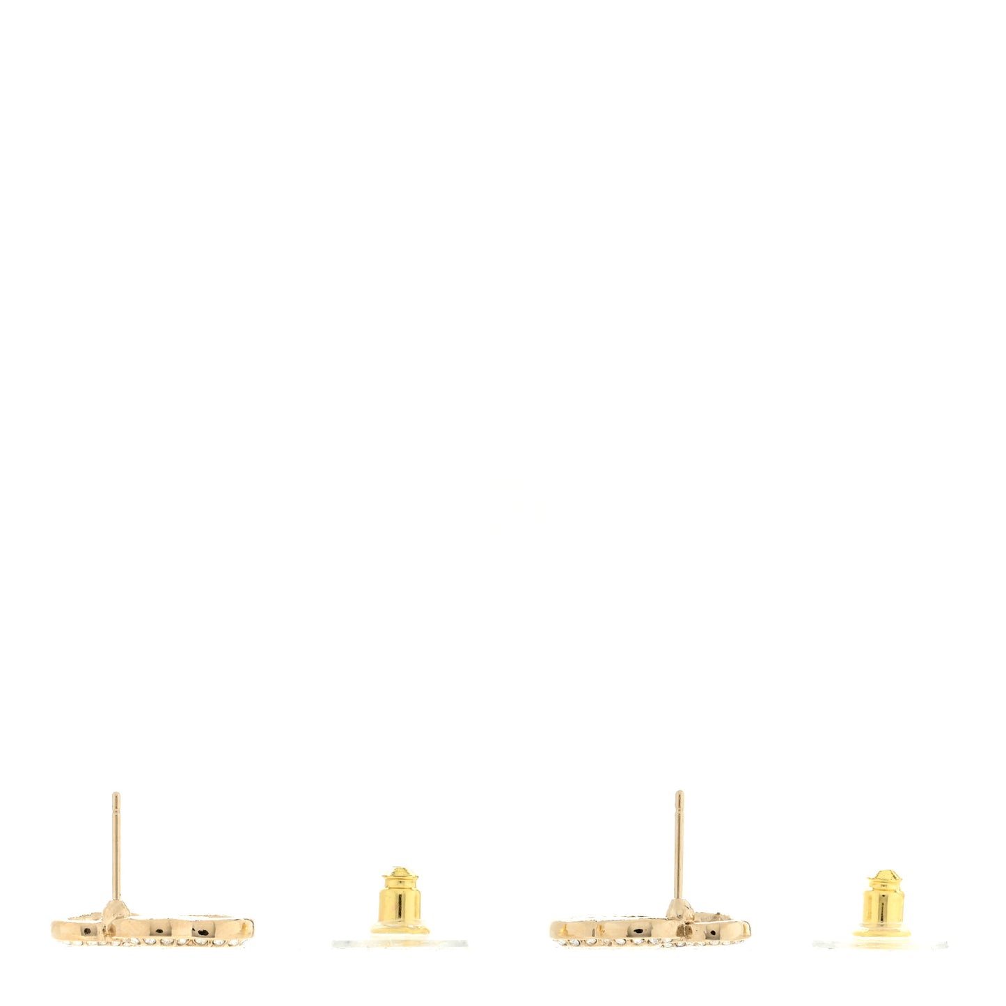 Crystal Metal CC Double Heart Earrings Gold