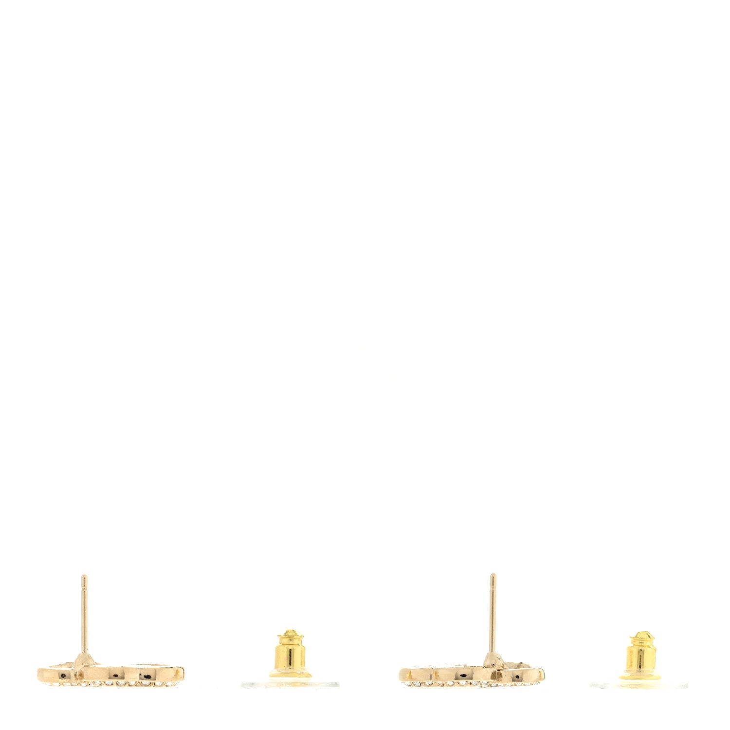 Chanel Crystal Metal CC Double Heart Earrings Gold 3 of 4