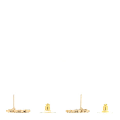 Chanel Crystal Metal CC Double Heart Earrings Gold 3 of 4