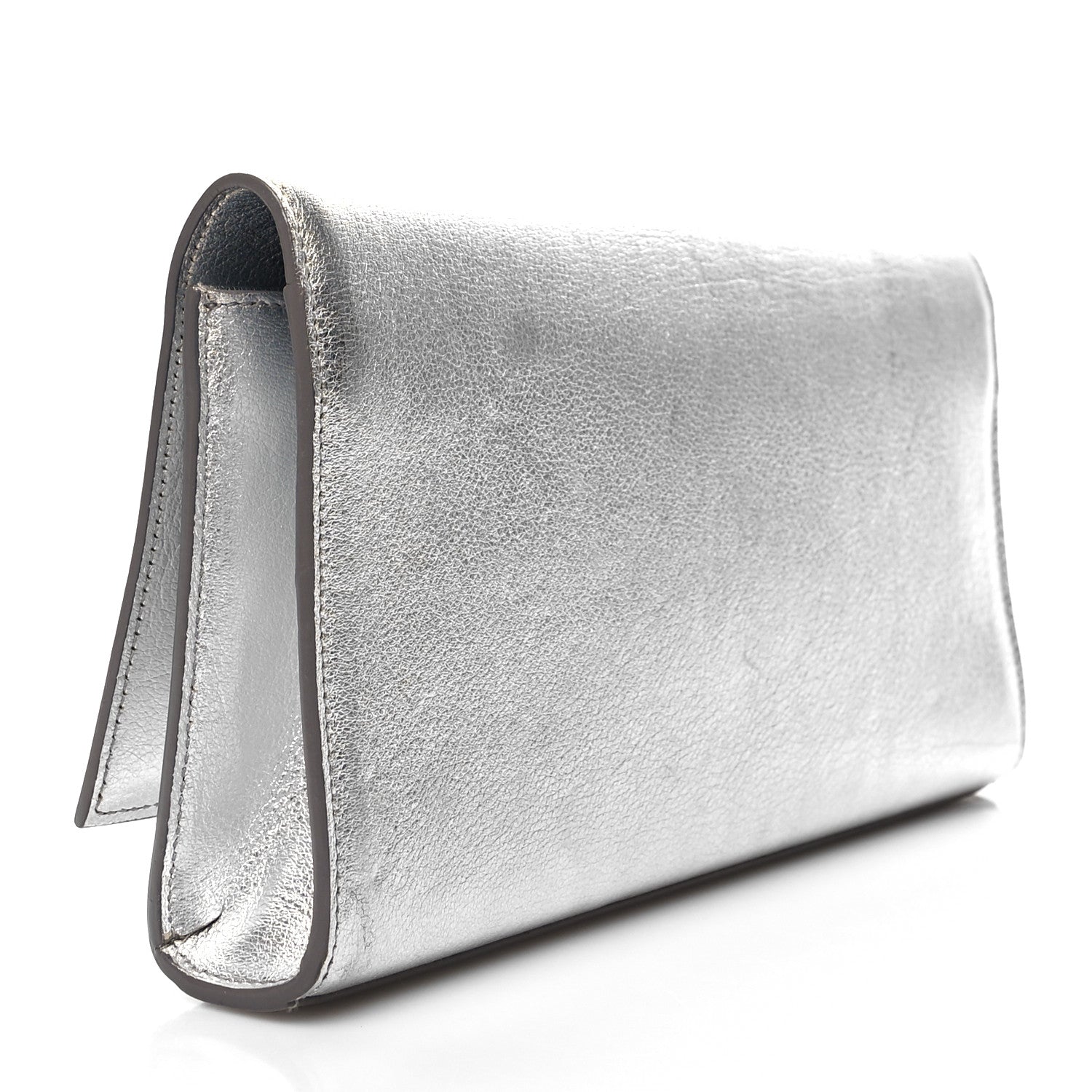Saint Laurent Textured Metallic Calfskin Classic Monogram Cassandre Clutch Silver 3 of 9