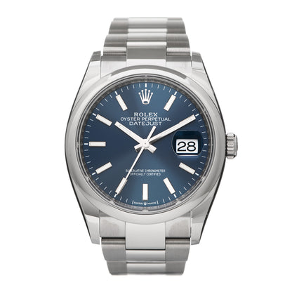 Rolex Stainless Steel 36mm Oyster Perpetual Datejust Watch Bright Blue 126200 1 of 5