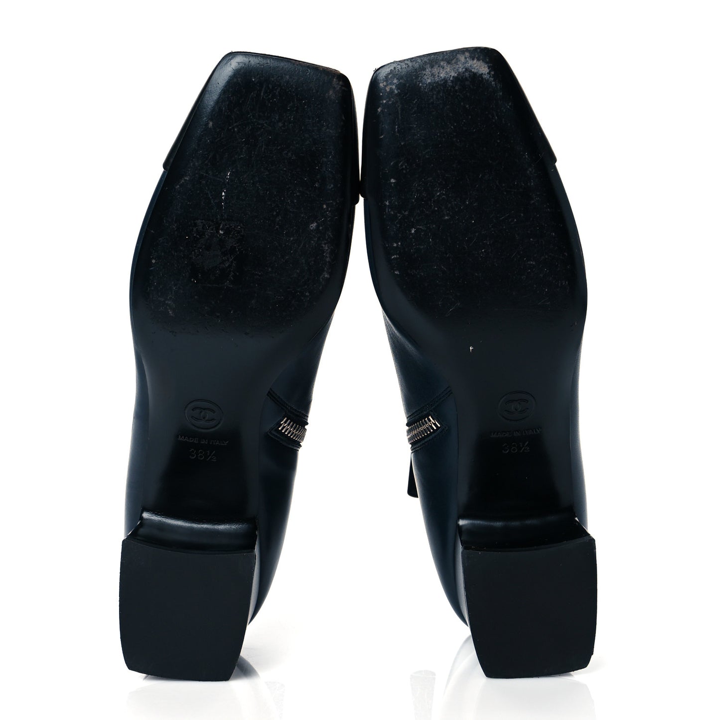 Lambskin Cap Toe Ankle Boots 38.5 Navy Black