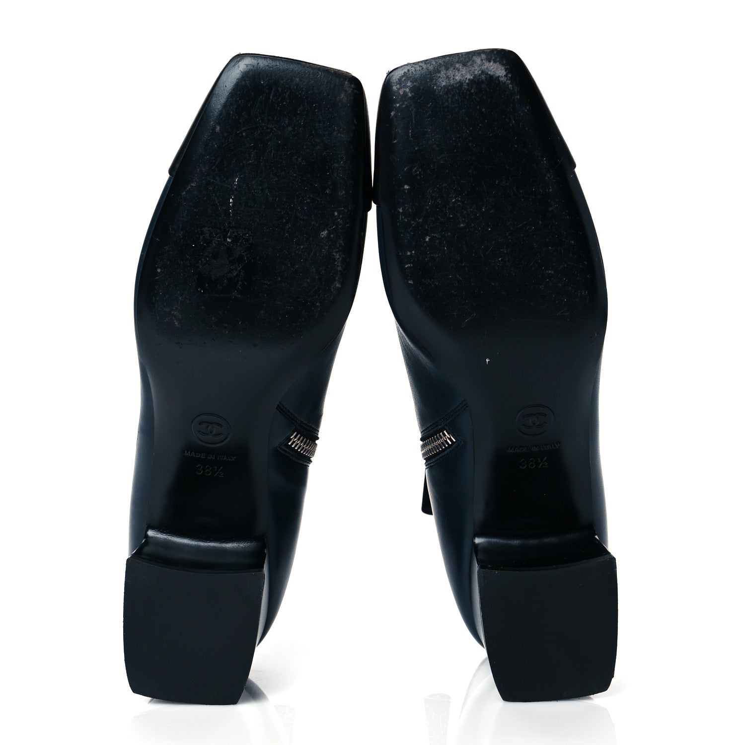 Chanel Lambskin Cap Toe Ankle Boots 38.5 Navy Black 5 of 10