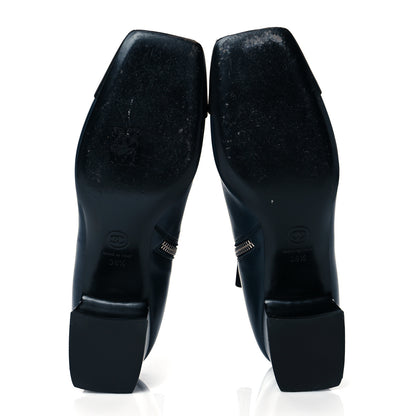 Chanel Lambskin Cap Toe Ankle Boots 38.5 Navy Black 5 of 10