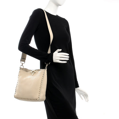 Valentino Garavani Pebbled Calfskin Small Rockstud Flip-Lock Messenger Bag Light Ivory 2 of 10