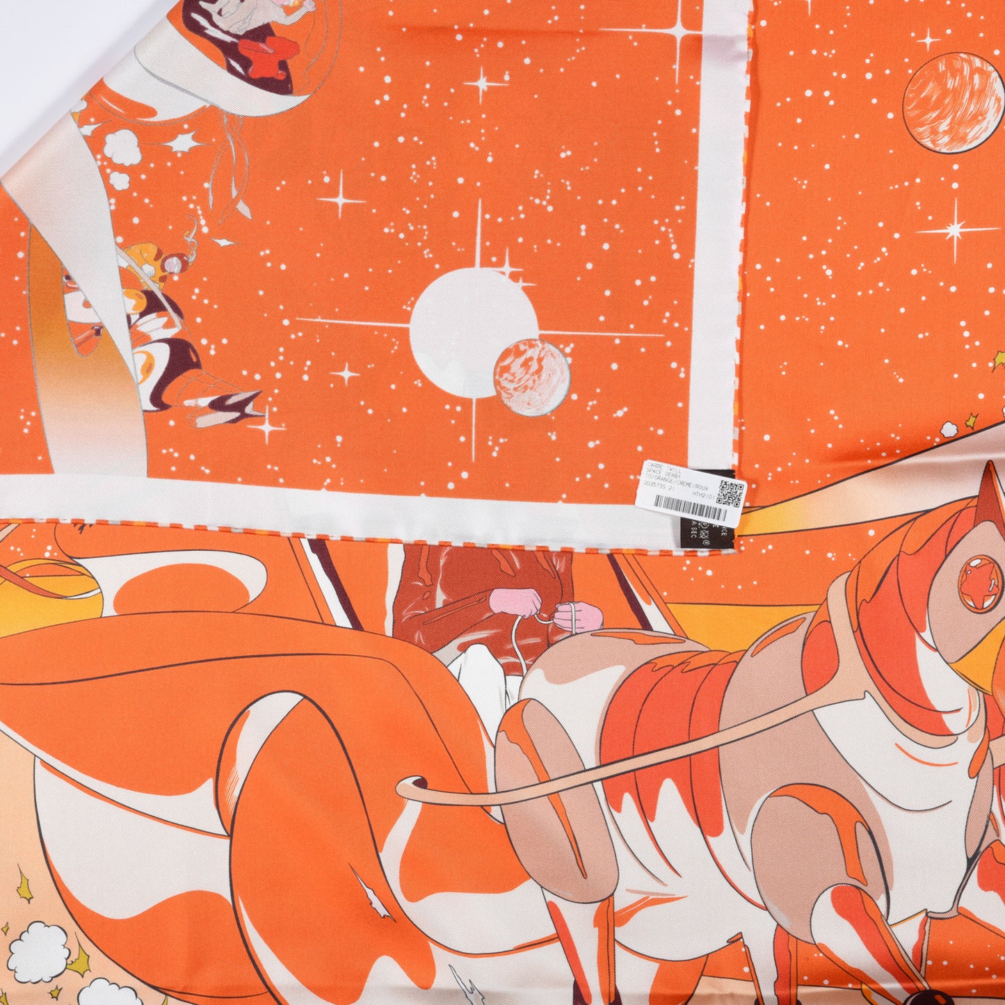 Silk Space Derby Scarf 90 Orange Creme Roux