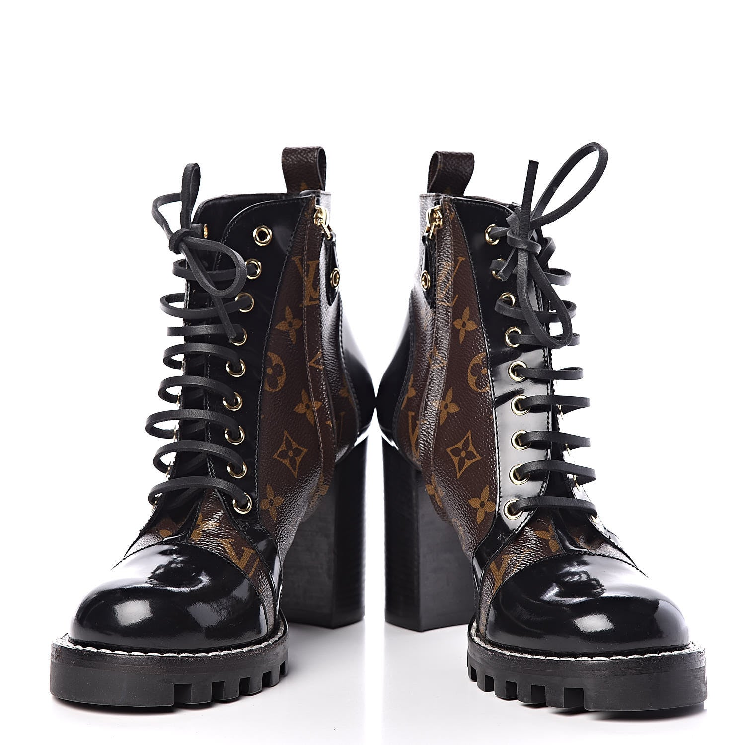 Louis Vuitton Patent Calfskin Monogram Star Trail Ankle Boots 39 Black 5 of 12