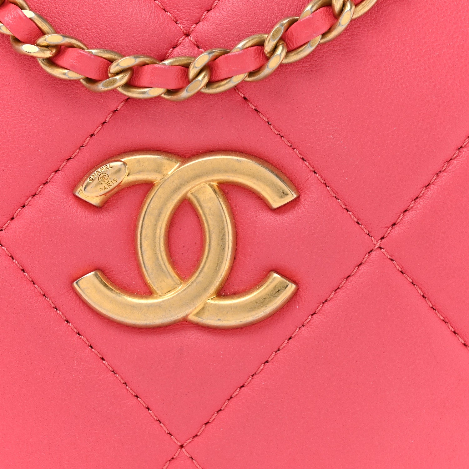 Chanel Lambskin Quilted Diamond Clutch With Chain Pink 8 of 17