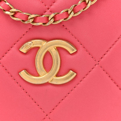 Chanel Lambskin Quilted Diamond Clutch With Chain Pink 8 of 17