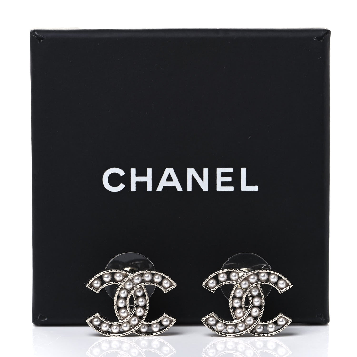 Chanel Pearl CC Earrings Silver 5 of 5
